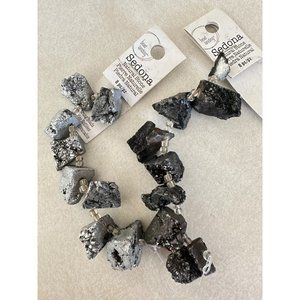 Sedona black gray silver natural Druzy crystal 16 beads crafting jewelry making